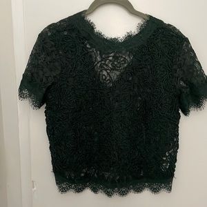 Green lace zara top